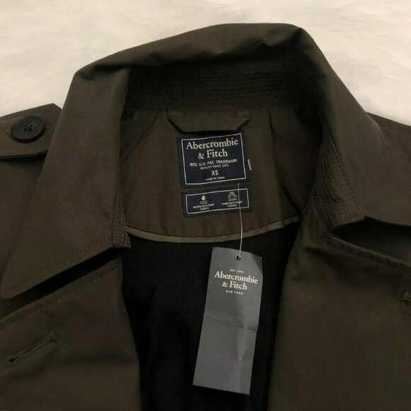 Abercrombie & Fitch Womens Belted Trench Coat Size XS Olive Green - Picture 6 of 6